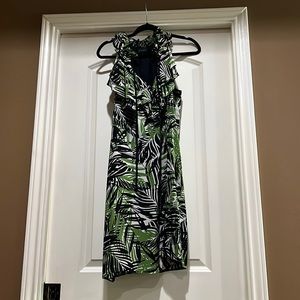 Tropical Karen Kane dress 100%sulk fully lined with black slip